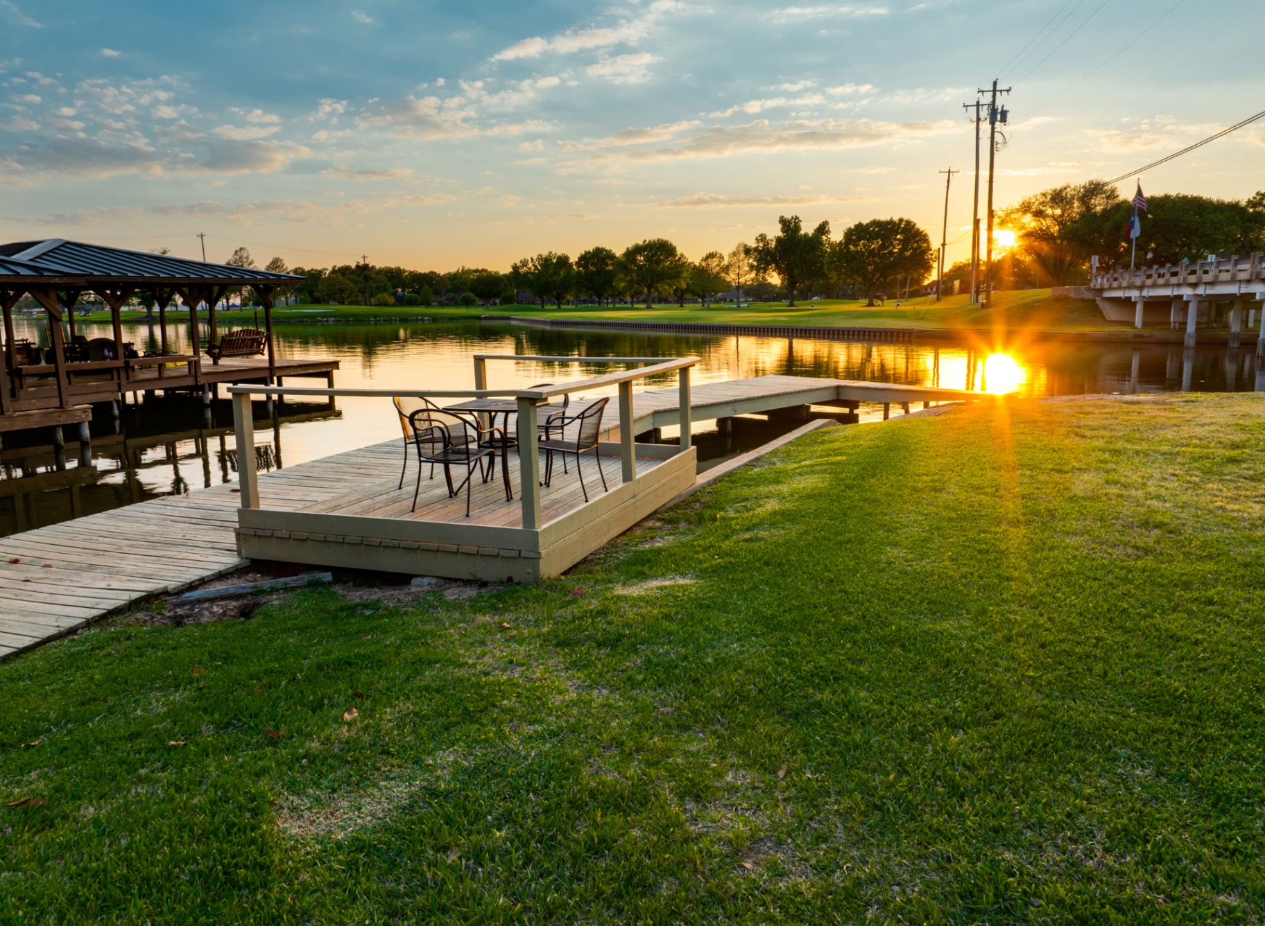 Private dock at sunset
